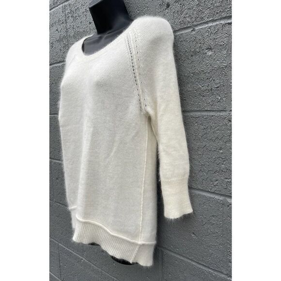 Cynthia Rowley Sweater womens sz large white pullover quarter sleeve rabbit hair - Picture 2 of 11